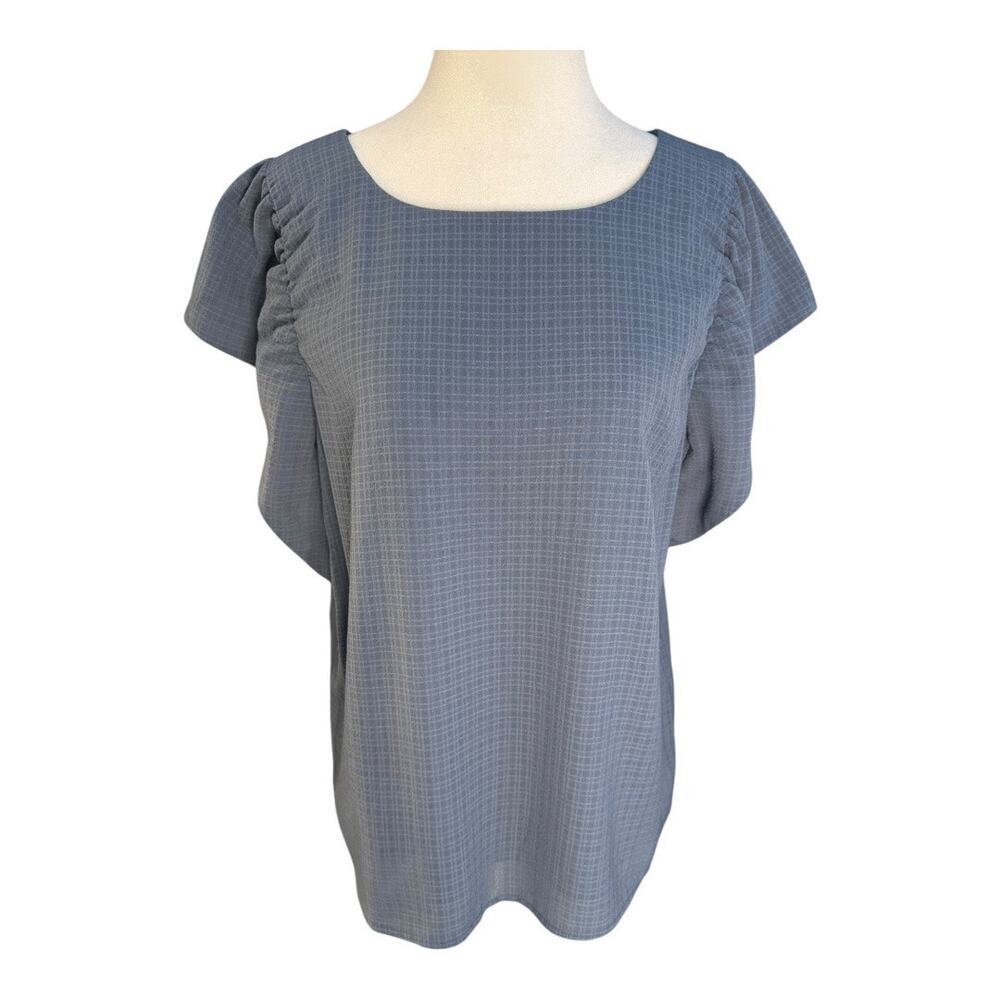 Banana Republic Women's Blue Ruched Short Sleeve Blouse Size Medium Casual